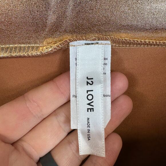 J2 Love Pants Womens Size M Gold Metallic Pull On Elastic Waist Polyester Blend - Picture 4 of 11